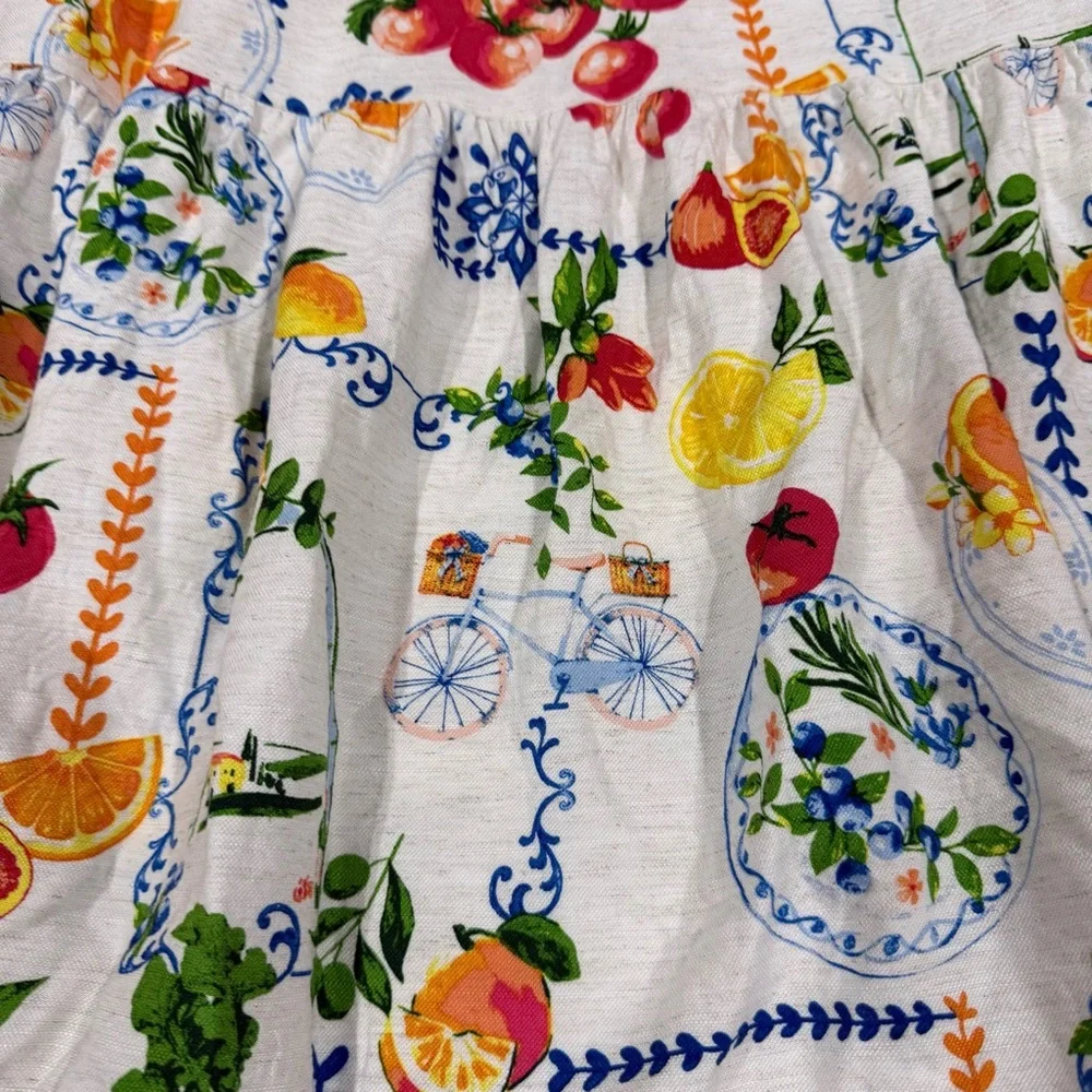 Jane Delancey Colorful Printed Maxi Linen Blend Dress Cottage Picnic Women’s S - Picture 11 of 11